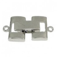 Metall clip / fold over verschluss ± 20x10x4mm 2x1 Öse Antik Silber